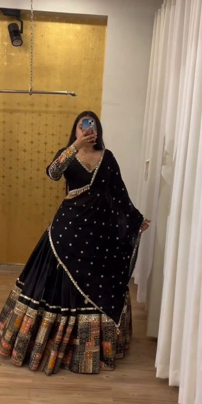 Grand Black Color Georgette Embroidery Sequence Lehenga Choli