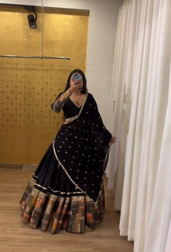 Grand Black Color Georgette Embroidery Sequence Lehenga Choli