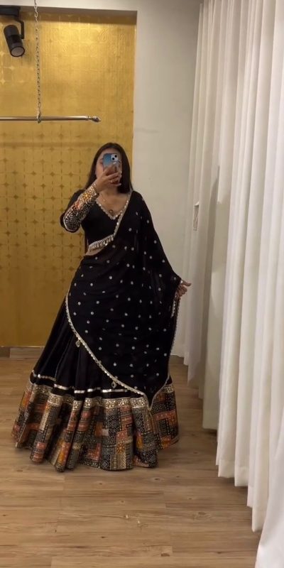 Grand Black Color Georgette Embroidery Sequence Lehenga Choli