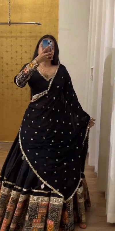 Grand Black Color Georgette Embroidery Sequence Lehenga Choli