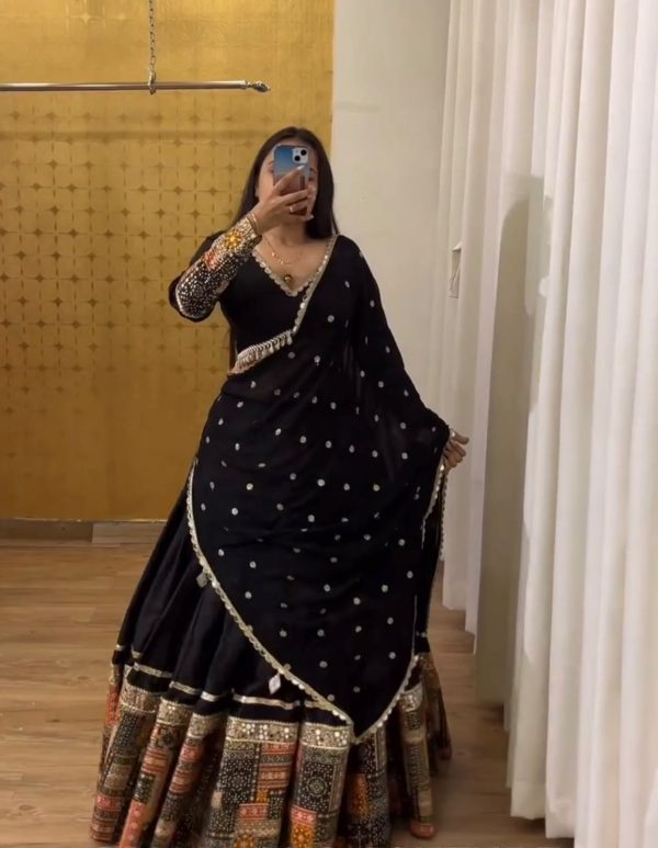 Grand Black Color Georgette Embroidery Sequence Lehenga Choli