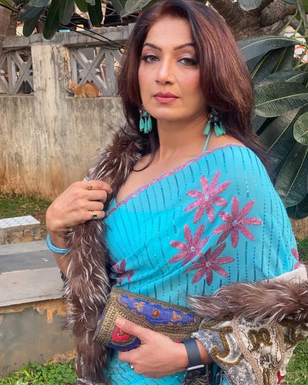 Grand Blue Color Georgette Embroidery Sequence Saree