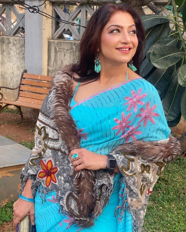 Grand Blue Color Georgette Embroidery Sequence Saree