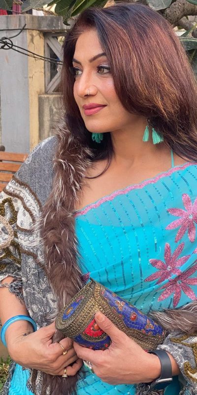 Grand Blue Color Georgette Embroidery Sequence Saree