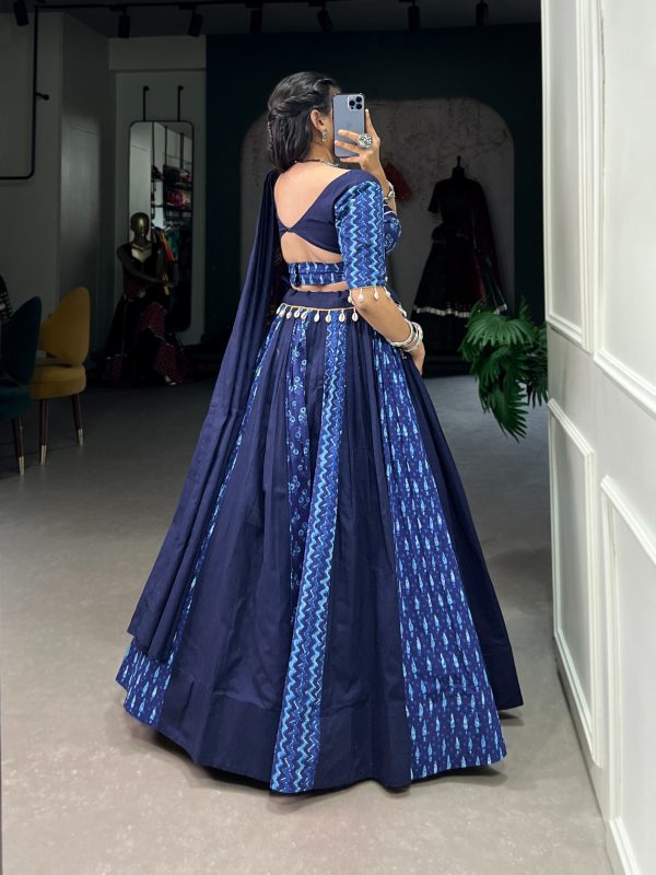 Majestic Green Color Pure Cotton Floral Printed Lehenga Choli