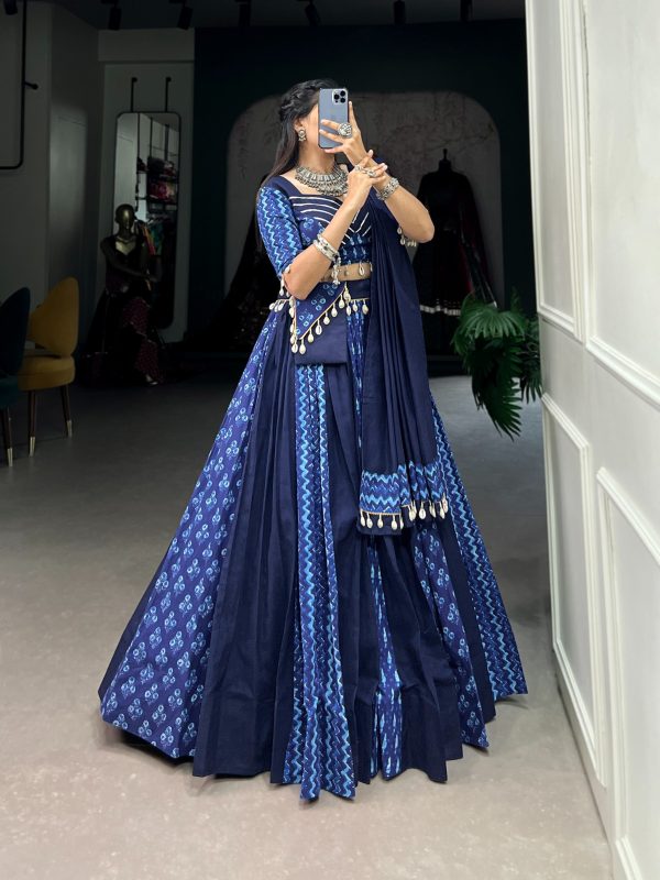 Majestic Green Color Pure Cotton Floral Printed Lehenga Choli
