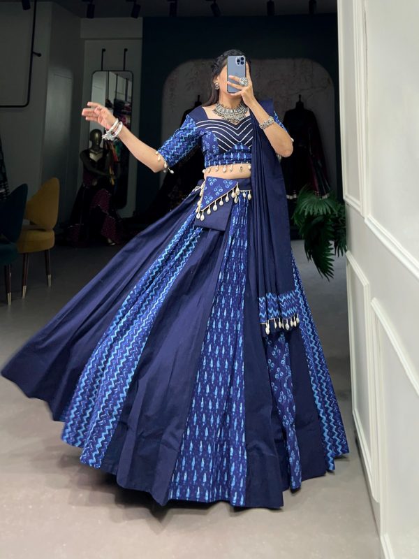 Majestic Green Color Pure Cotton Floral Printed Lehenga Choli