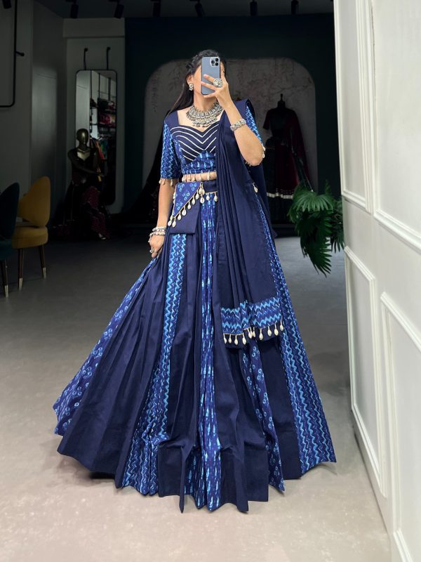 Majestic Green Color Pure Cotton Floral Printed Lehenga Choli
