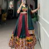 Green Rayon Printed Silk Work Lehenga Choli