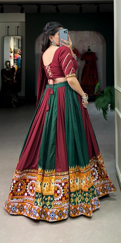 Majestic Maroon Color Rayon Printed Silk Work Lehenga Choli