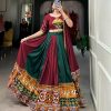 Maroon Rayon Printed Silk Work Lehenga Choli