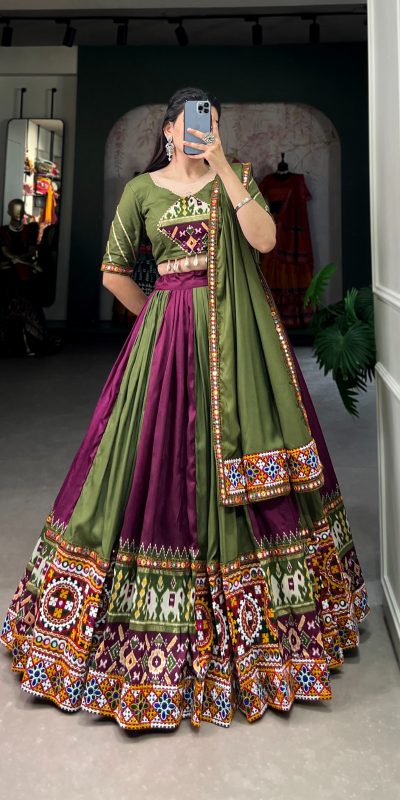 Majestic Wine Color Rayon Printed Silk Work Lehenga Choli