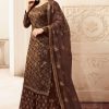 Special Coffee Color Jacquard Silk Georgette Diamond Sharara Suit