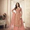 Special Peach Color Jacquard Silk Georgette Diamond Sharara Suit