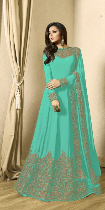 Superb Blue Color Georgette Cording Sharara Suit