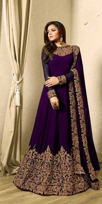 Superb Violet Color Georgette Cording Sharara Suit