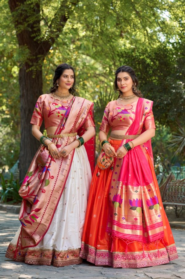 LNB 2005 Orange Jacquard Silk Weaving Zari Lehenga Choli Festive Party Wedding, Events etc. Delivery 4-6 Working Days @3499/- | Lehenga, Bollywood Lehenga, Creative Lehenga, Designer Lehenga, Embroidered Lehenga, Party Wear Lehenga