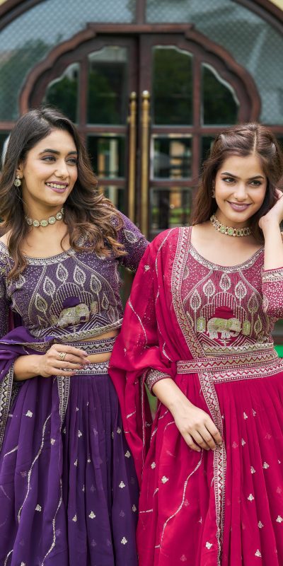 Aglow Rani Color Embroidery Georgette Sequence Lehenga Choli