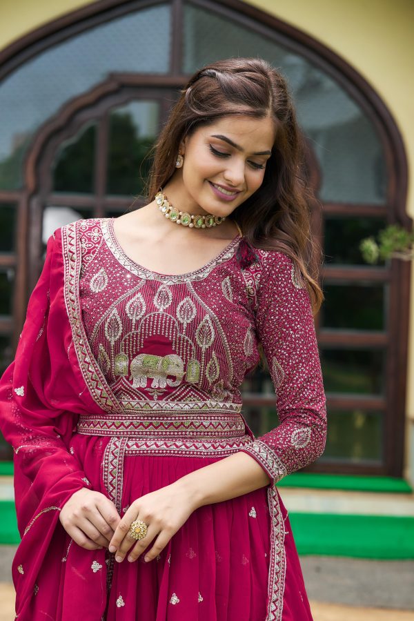 Aglow Rani Color Embroidery Georgette Sequence Lehenga Choli