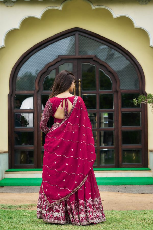 Aglow Rani Color Embroidery Georgette Sequence Lehenga Choli