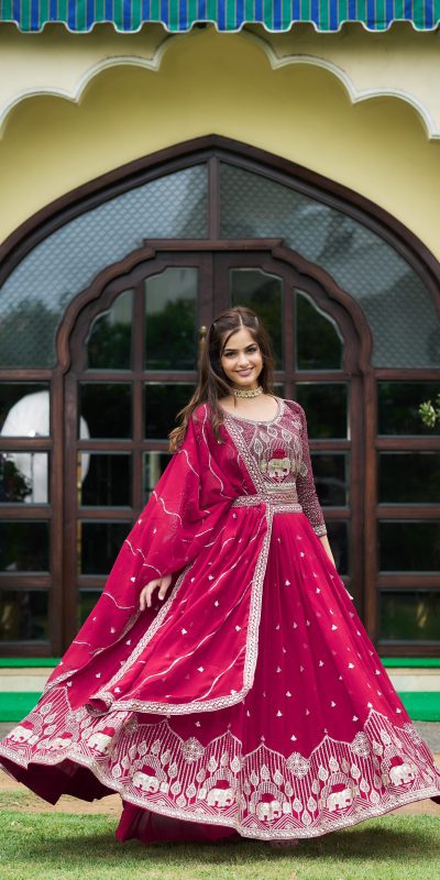 Aglow Rani Color Embroidery Georgette Sequence Lehenga Choli