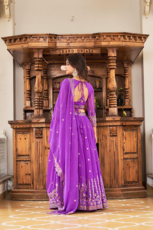 Aglow Violet Color Georgette Multi Sequence Work Lehenga Choli