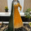 Aglow Yellow Color Georgette Embroidery Sequence Gown