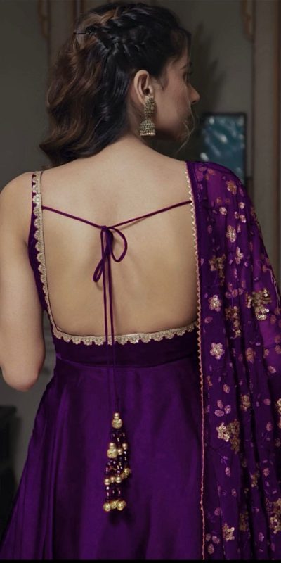 Gorgeous Violet Heavy Faux Georgette With Fully Flair Salwar Suit