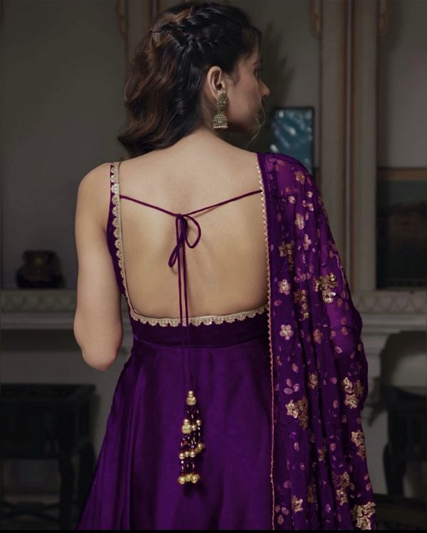 Gorgeous Violet Heavy Faux Georgette With Fully Flair Salwar Suit