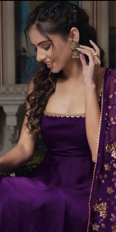 Gorgeous Violet Heavy Faux Georgette With Fully Flair Salwar Suit