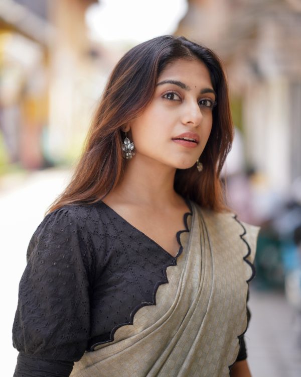 Marvelous Grey Color Cotton Lucknowi Work Saree