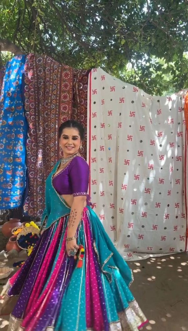 Nice Blue Color Georgette Mirror Less khadi Print Lehenga Choli