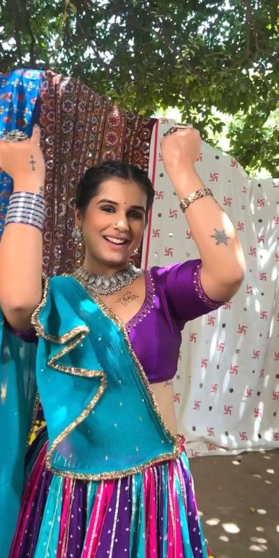 Nice Blue Color Georgette Mirror Less khadi Print Lehenga Choli