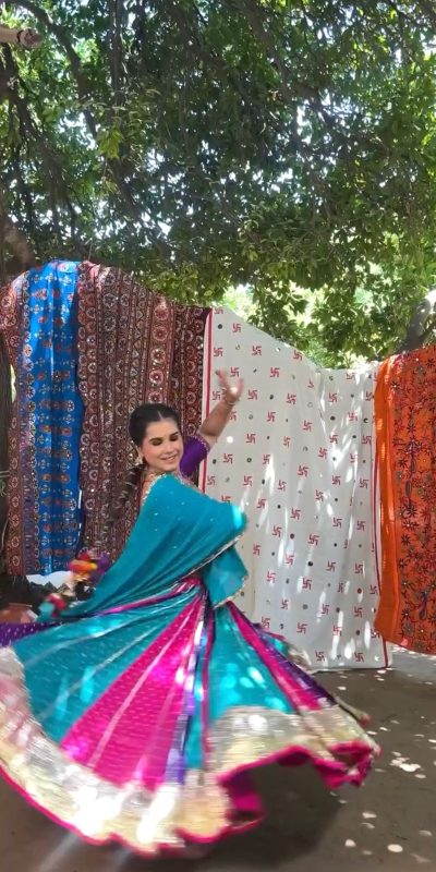 Nice Blue Color Georgette Mirror Less khadi Print Lehenga Choli