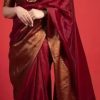 Stylish Maroon Color Soft Lichi Silk Cloth Jacquard All Over Saree
