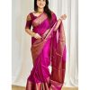 Stylish Pink Color Soft Lichi Silk Cloth Jacquard All Over Saree