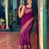 Stylish Purple Color Soft Lichi Silk Cloth Jacquard All Over Saree