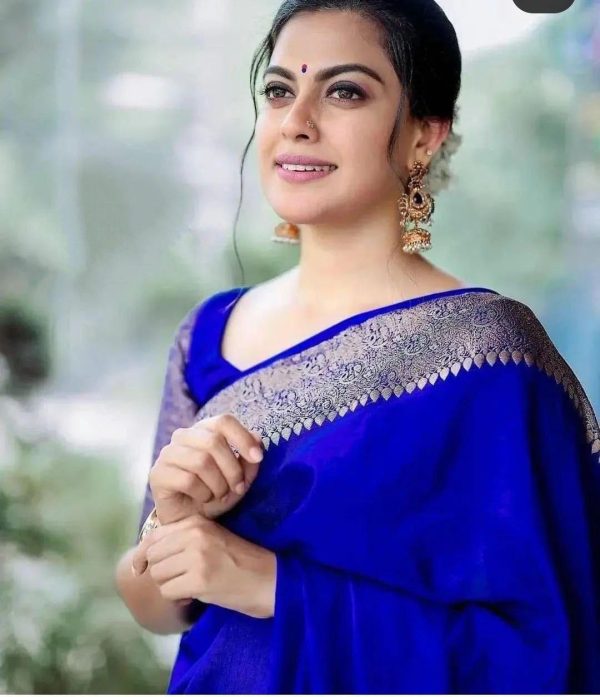Stylish Royal Blue Color Soft Lichi Silk Jacquard All Over Saree