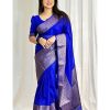 Stylish Royal Blue Color Soft Lichi Silk Jacquard All Over Saree