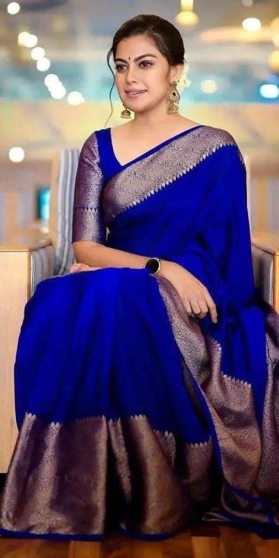Stylish Royal Blue Color Soft Lichi Silk Jacquard All Over Saree