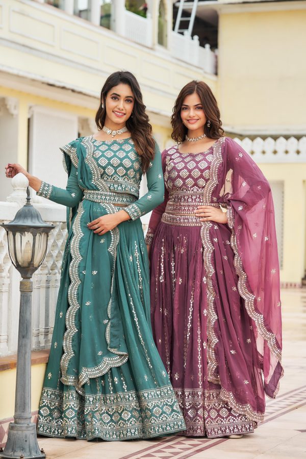 Stylist Blue Color Georgette Sequence Work Lehenga Choli