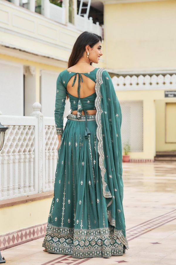 Stylist Blue Color Georgette Sequence Work Lehenga Choli