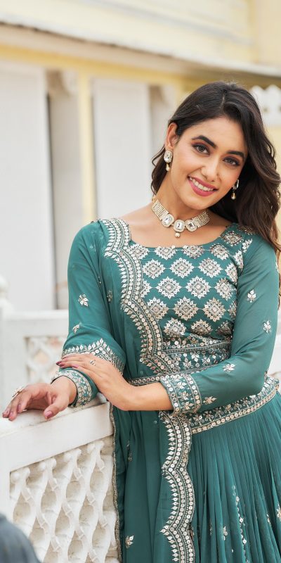 Stylist Blue Color Georgette Sequence Work Lehenga Choli