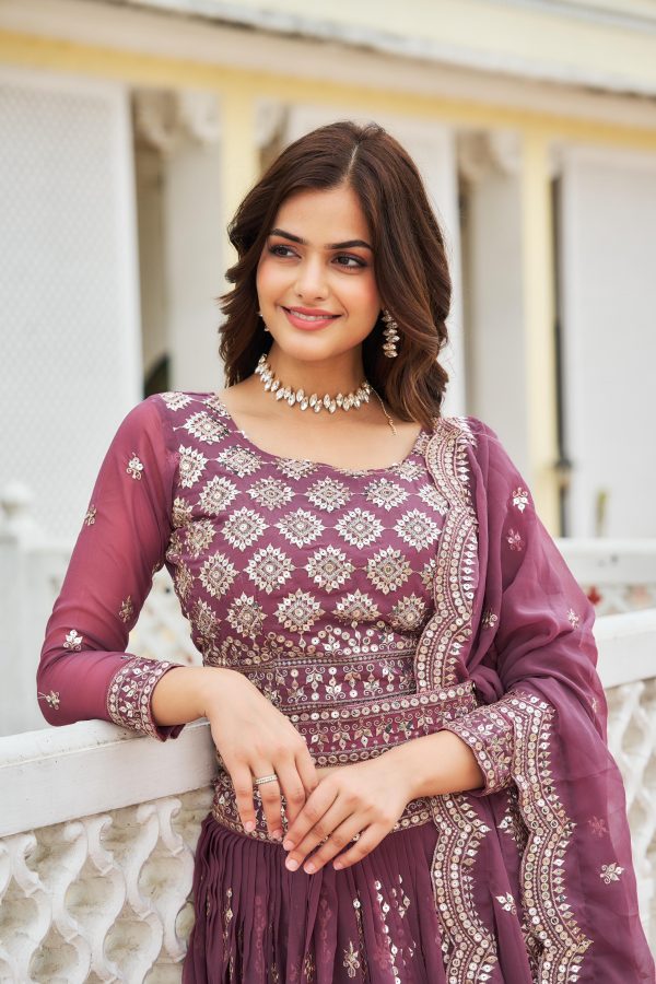 Stylist Purple Color Georgette Sequence Work Lehenga Choli