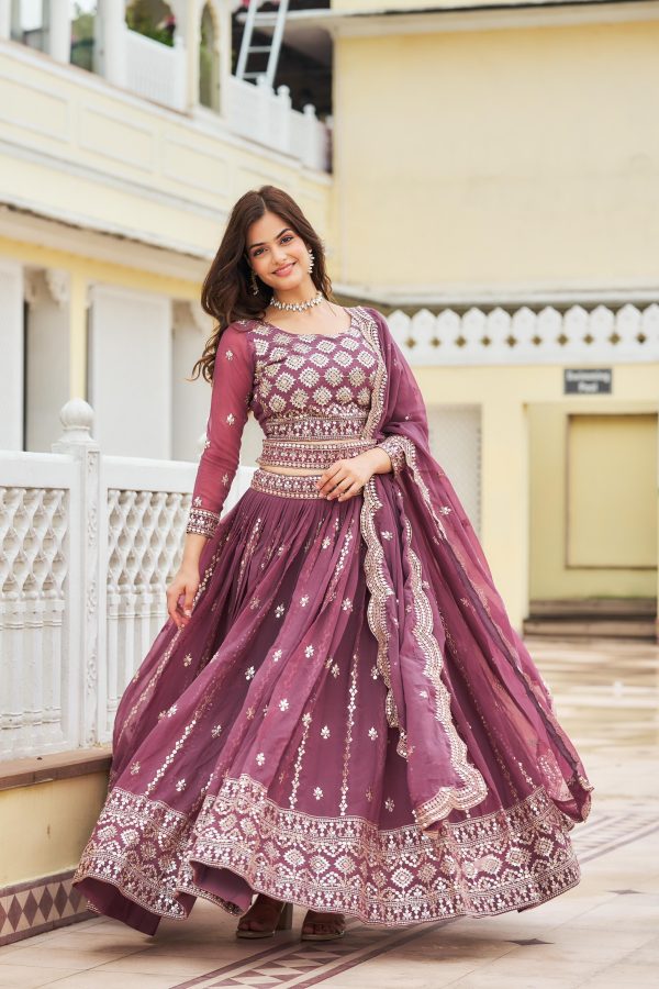 Stylist Purple Color Georgette Sequence Work Lehenga Choli