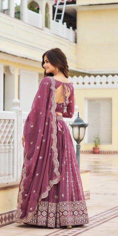 Stylist Purple Color Georgette Sequence Work Lehenga Choli