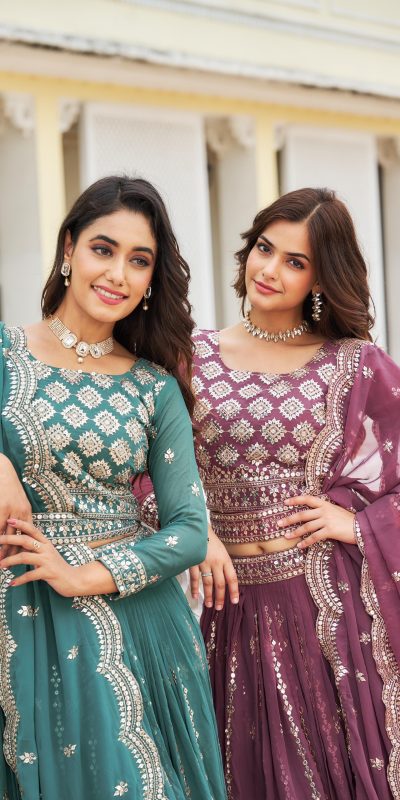 Stylist Purple Color Georgette Sequence Work Lehenga Choli