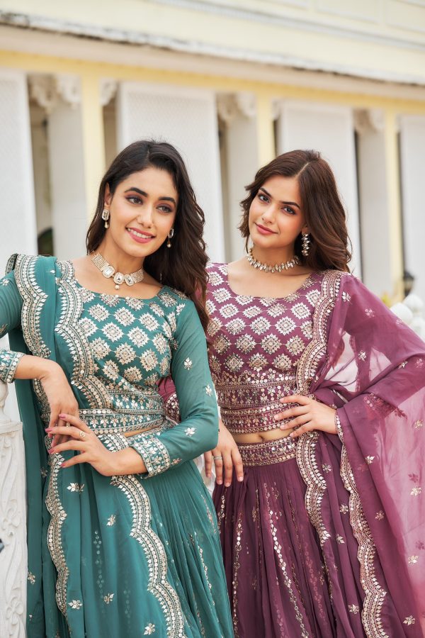 Stylist Purple Color Georgette Sequence Work Lehenga Choli