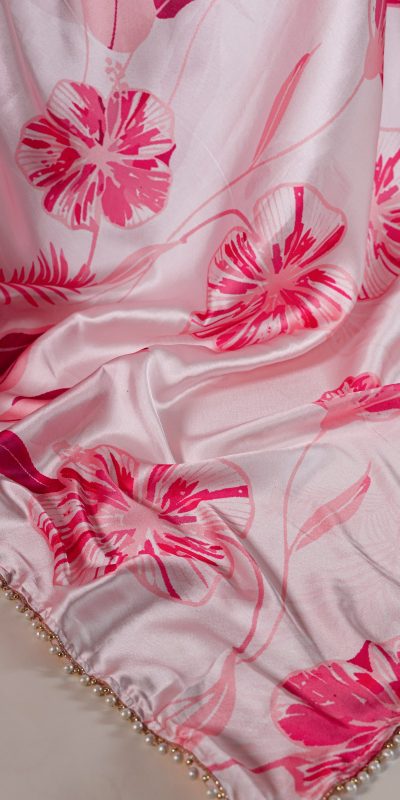 YNF 7028 Light Pink Color Satin Silk Floral Printed Lace Border Saree Casual Party Wear, Wedding, Events Etc. Expected Delivery 4-6 Working Days @1599/- | Sarees, Bollywood Sarees, Creative Sarees, Designer Sarees, Embroidered Sarees, Ethnic Saree, Modern Digital sarees, Party Wear Sarees