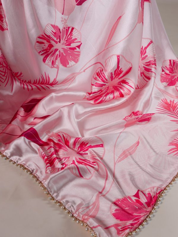 YNF 7028 Light Pink Color Satin Silk Floral Printed Lace Border Saree Casual Party Wear, Wedding, Events Etc. Expected Delivery 4-6 Working Days @1599/- | Sarees, Bollywood Sarees, Creative Sarees, Designer Sarees, Embroidered Sarees, Ethnic Saree, Modern Digital sarees, Party Wear Sarees
